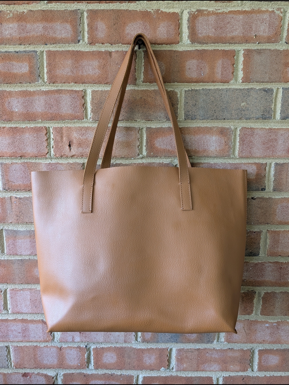 Mark and Graham Everyday Italian Leather Tote Bag Camel Brown No Monogram Italy